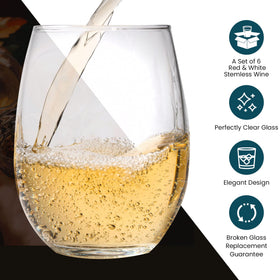 Modvera stemless wine glasses arranged on a refined dining table.