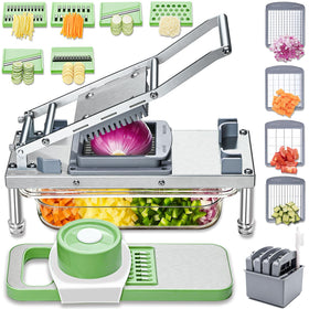 Moeuonb stainless steel vegetable chopper, durable construction for everyday kitchen tasks.