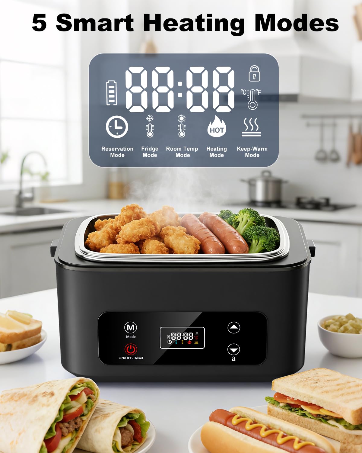 Moexili electric lunch box with 360 heating for even warmth throughout.