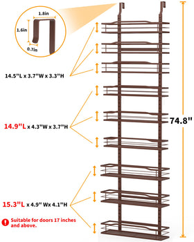 Moforoco bronze spice shelf mounted on a door for organized kitchen essentials