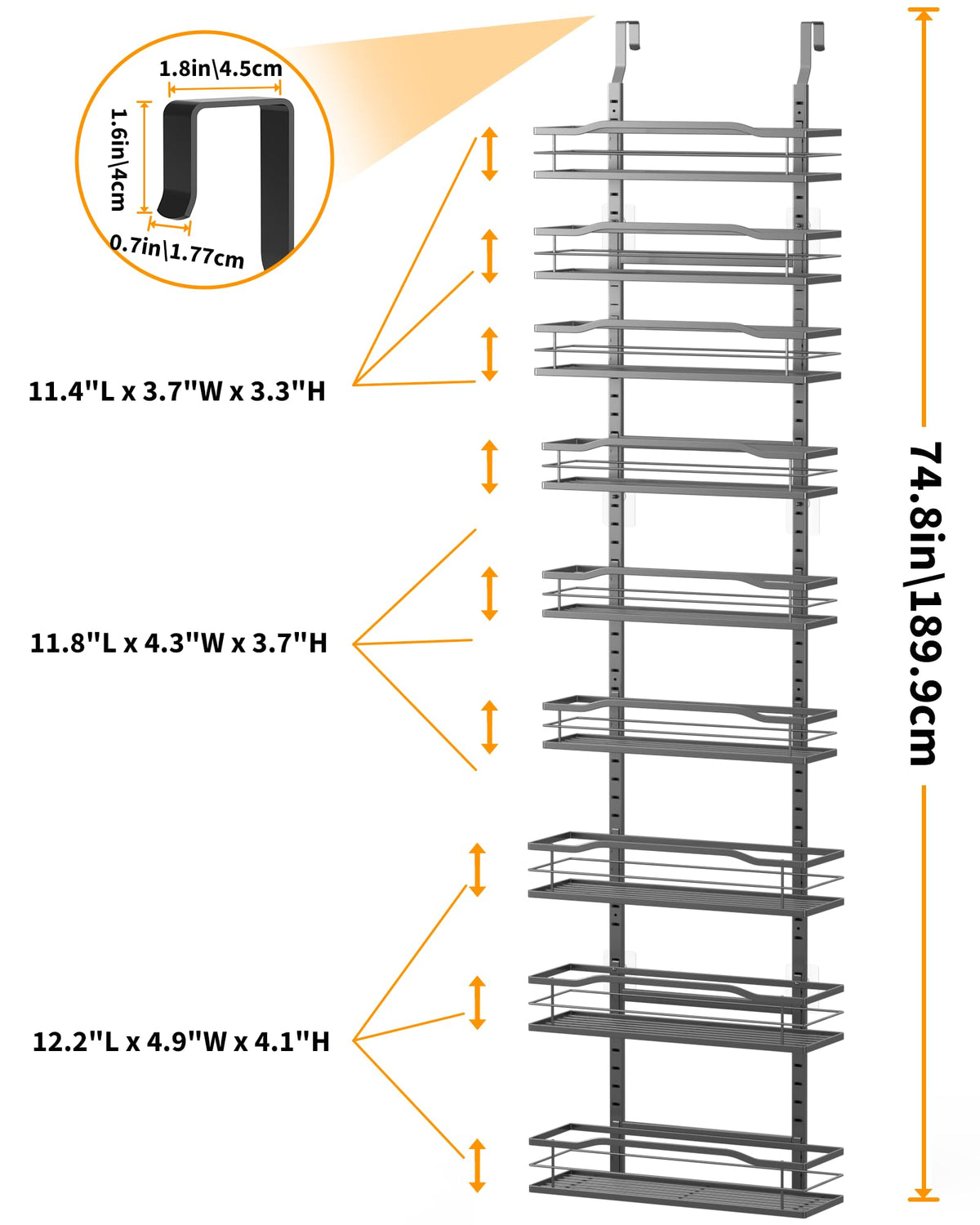 Moforoco over-the-door pantry organizer with 3 large shelves for cans