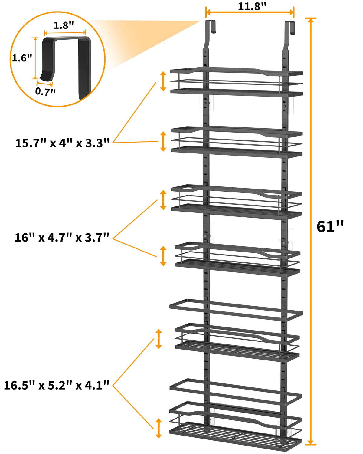 Moforoco over-door pantry organizer mounted on door to save wall space.