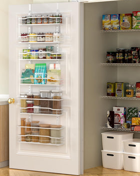 Moforoco White 6-Tier Over Door Pantry Organizer demonstrates 61-inch overall height.
