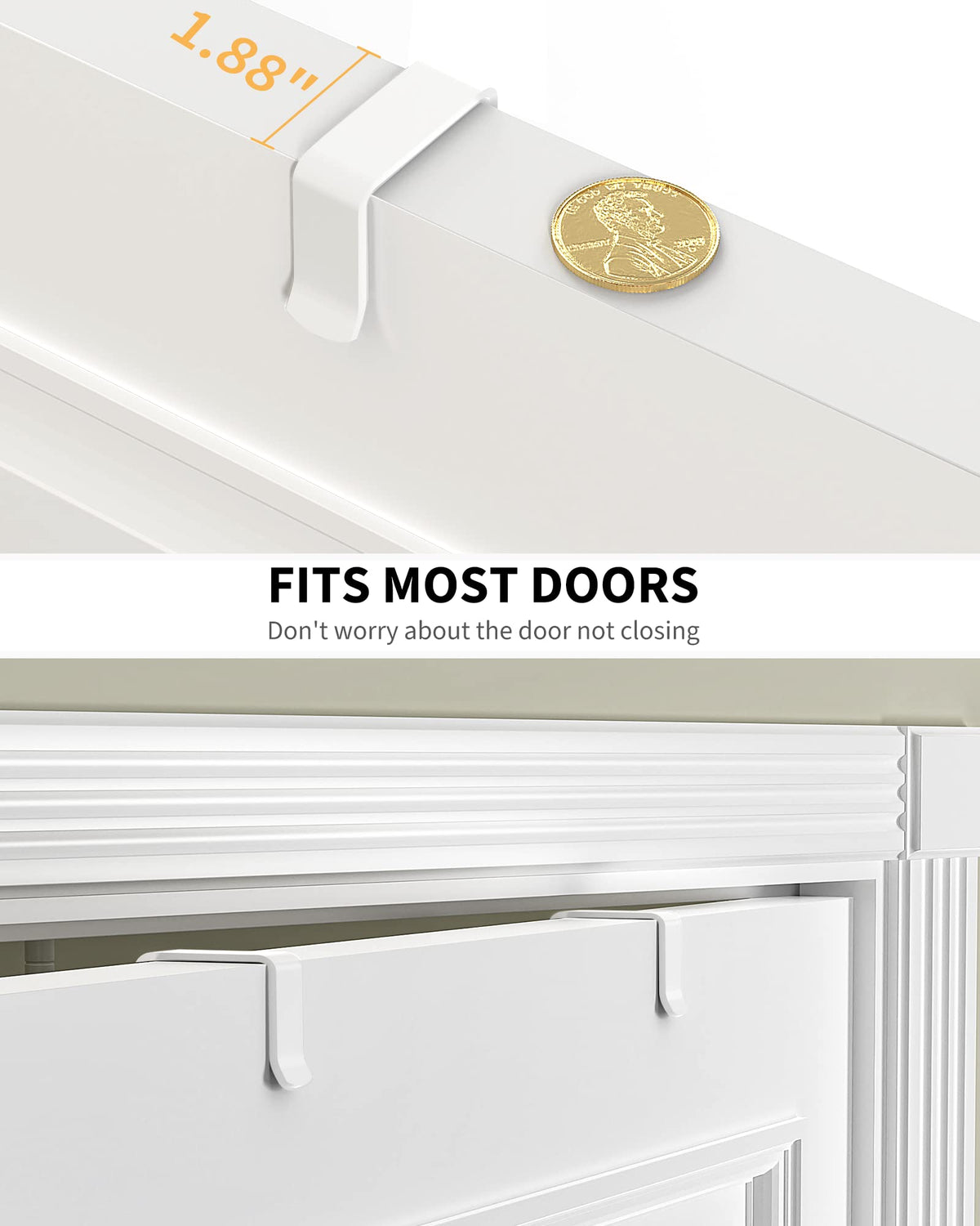 Moforoco White 6-Tier Over Door Pantry Organizer installation showing tool-free setup.