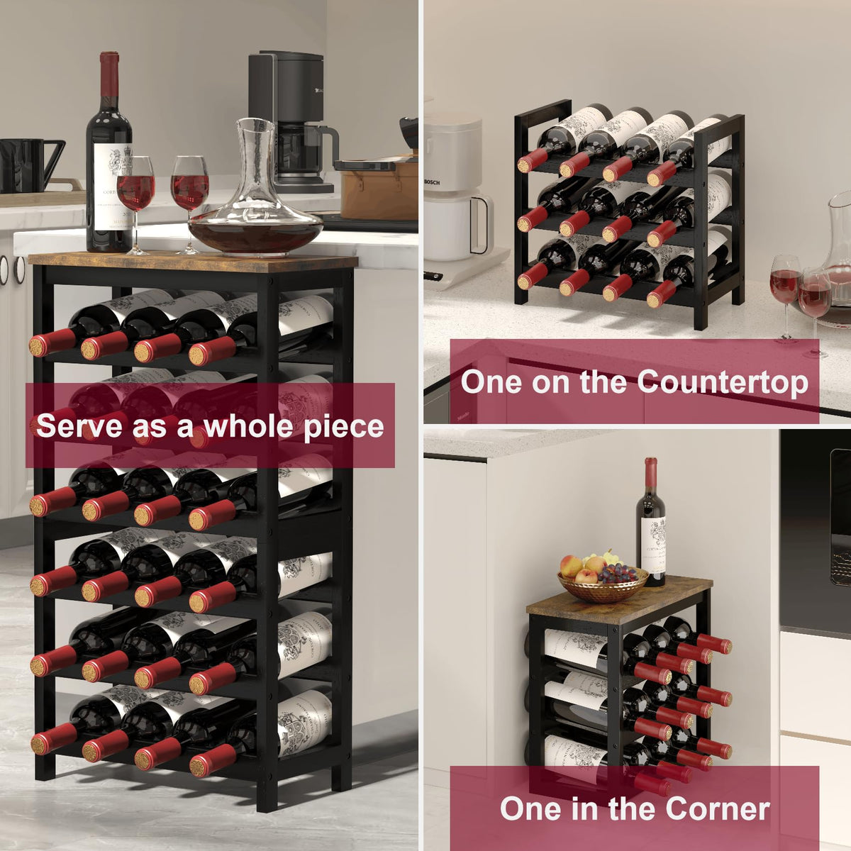 MOGELAFOO stackable wine rack configuration for flexible layouts