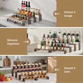 Mogenxoye wood-tone kitchen spice rack and pantry organizer.