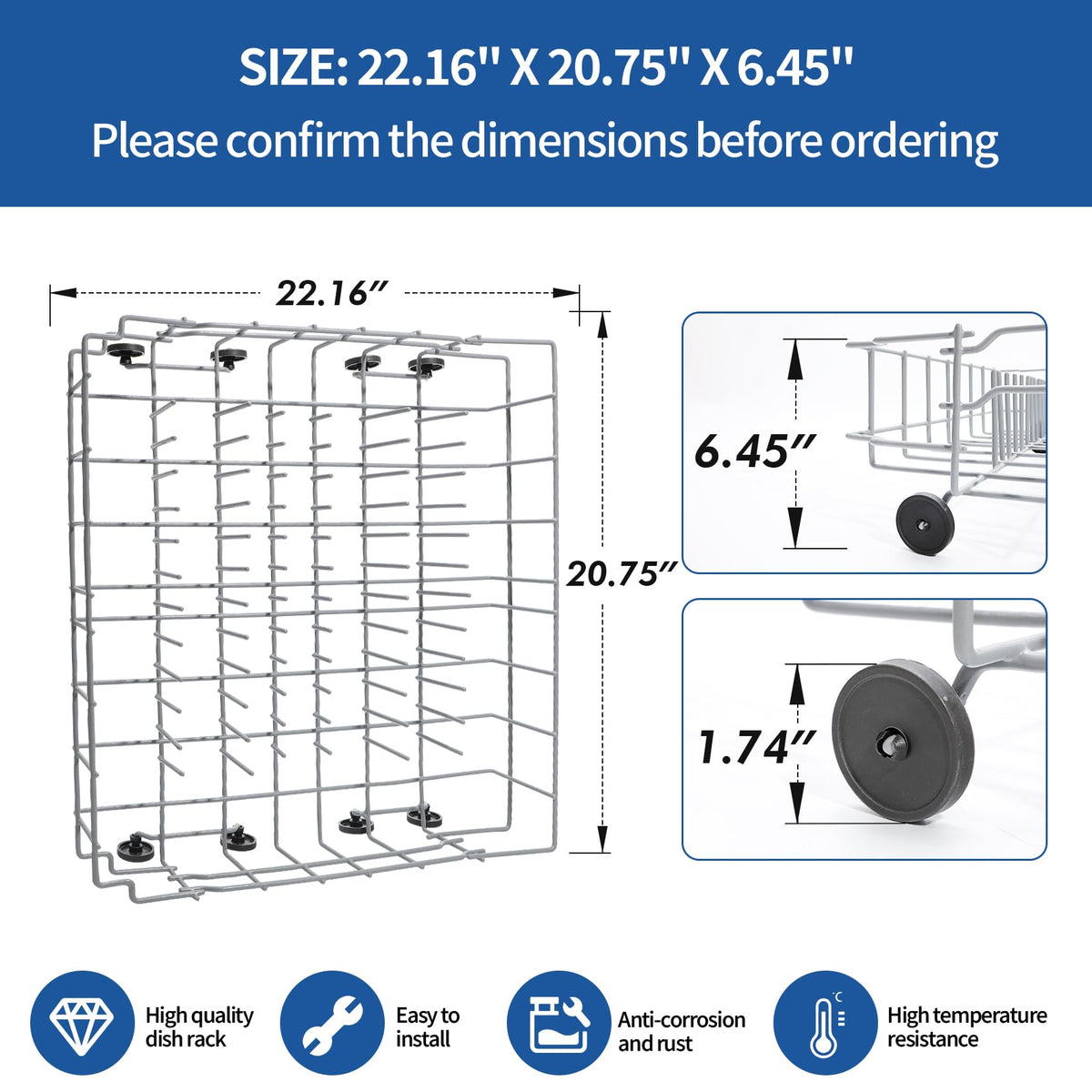 MOHTOL dishrack reinforced-rails for durable daily use.