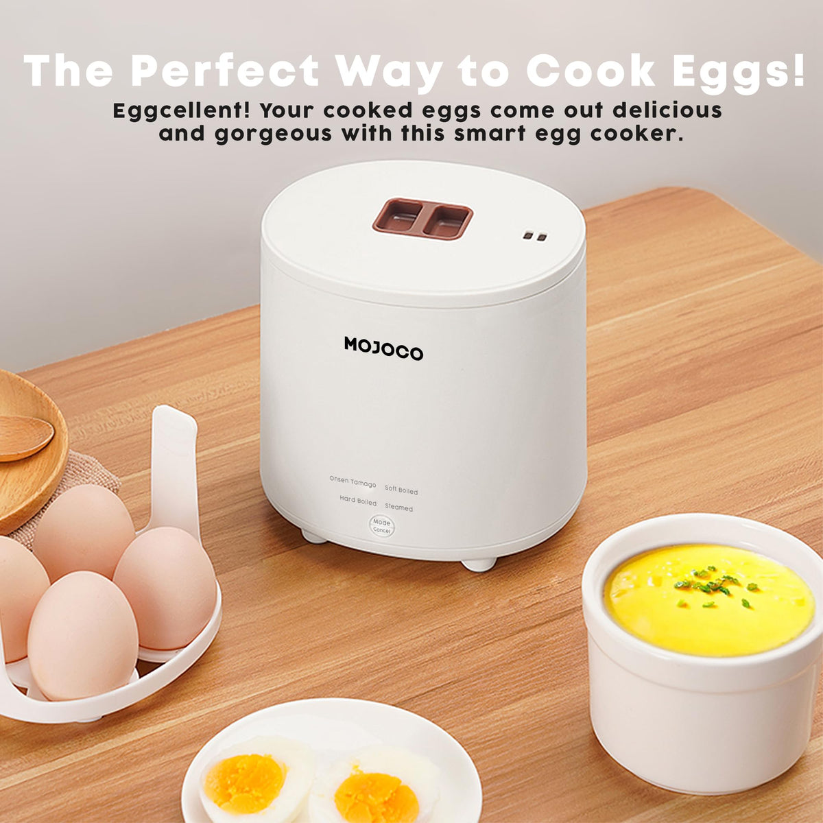 MOJOCO compact egg cooker dorm-kitchen friendly compact appliance.