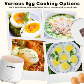 MOJOCO egg cooker soft-boiled-eggs display for perfect runny centers.
