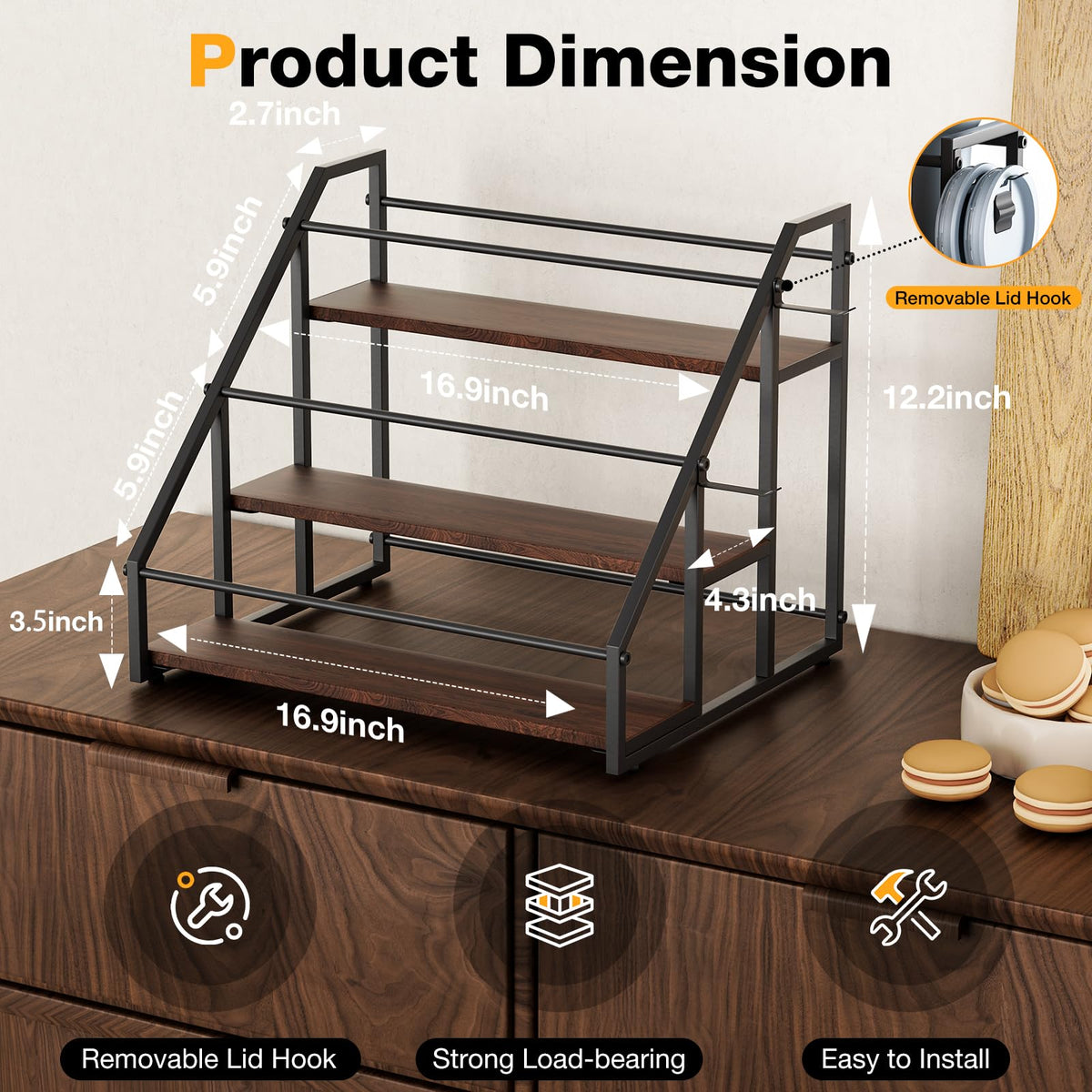MOJOHAND countertop storage for bottles and cups, freeing up kitchen surfaces.
