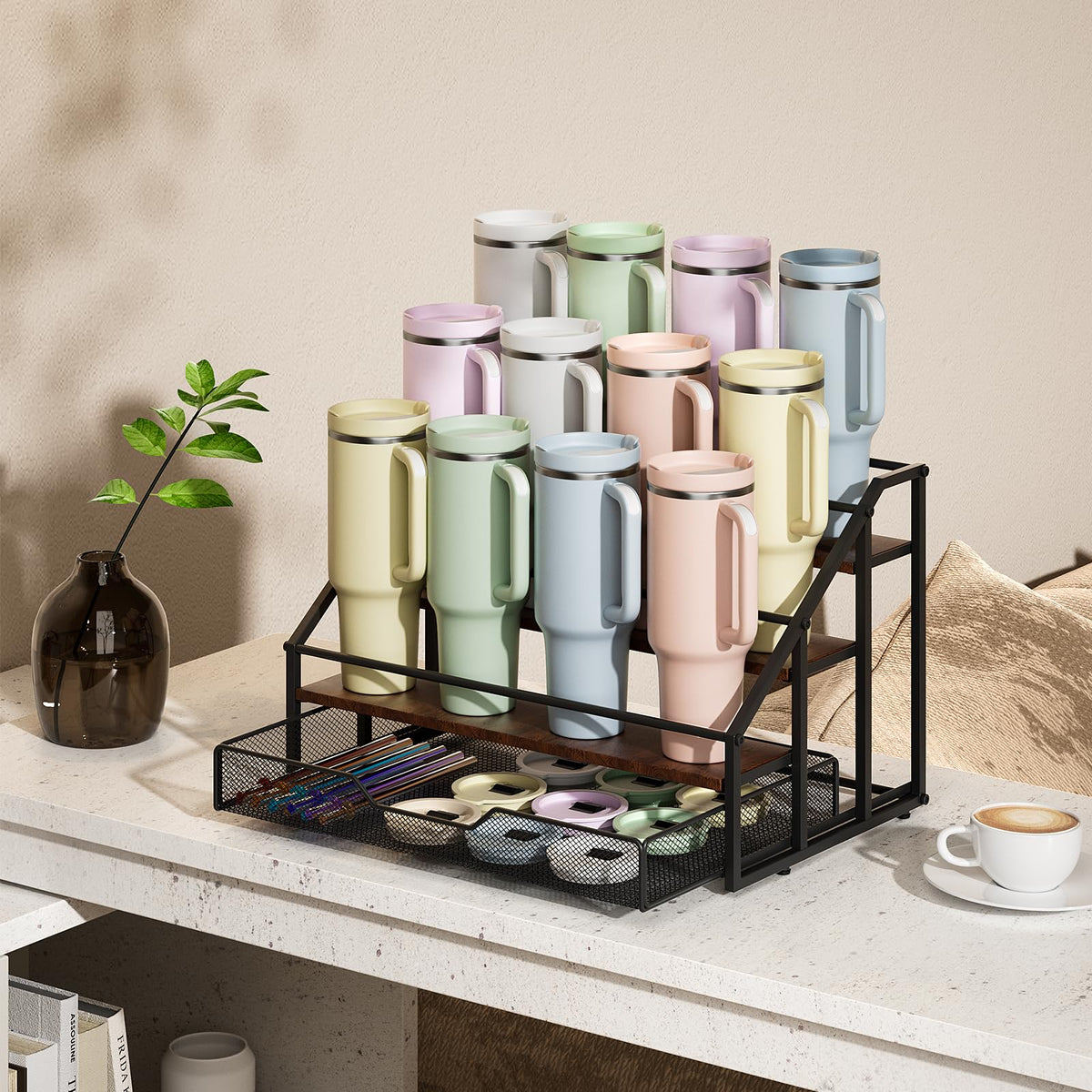 MOJOHAND pull-out basket design stores lids and accessories for easy access