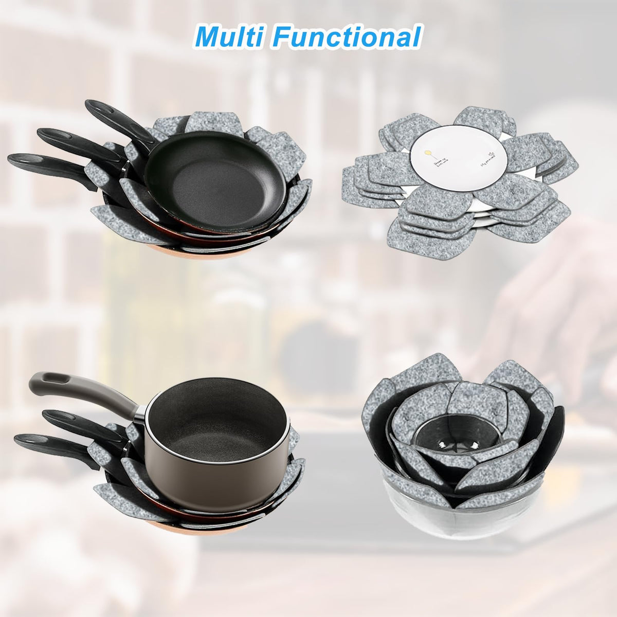 MOJOTORY pan protectors fit up to 13-8 inches cookware.