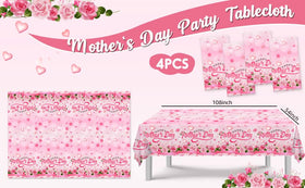 Mokeja Party disposable pink Mother's Day tablecloth for easy cleanup