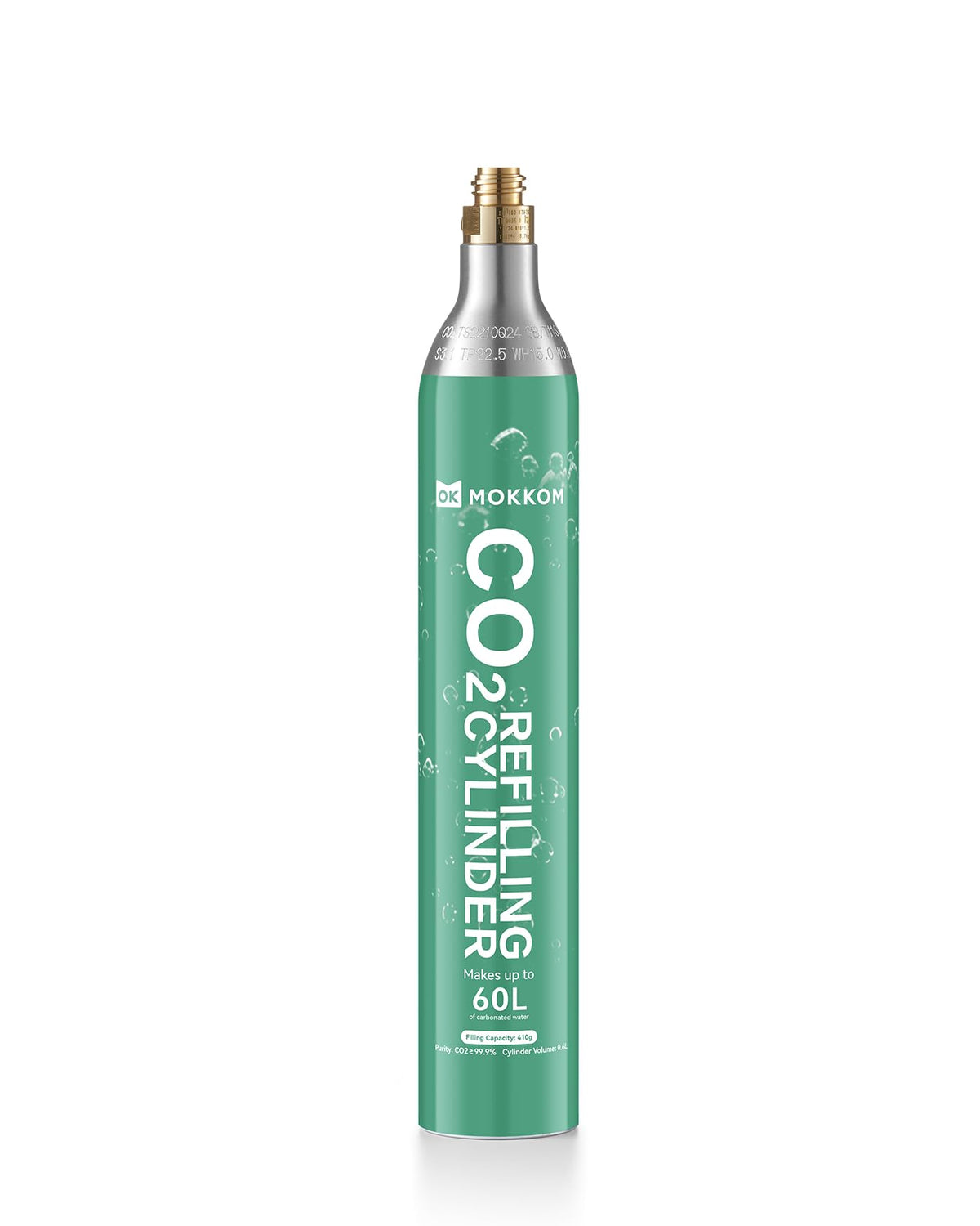 MOKKOM CO2 cylinder compatible with screw-in soda makers for effortless carbonating.