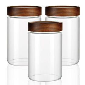 MOLADRI clear glass storage jar with wide mouth for easy filling and cleaning.