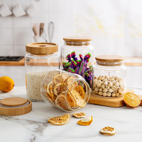 Moladri jar neatly stores coffee beans or tea essentials.
