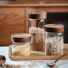 MOLADRI stylish glass jars enhance kitchen decor and function.