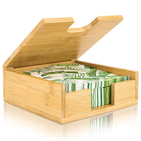 MOLEDINO flat napkin holder with lid on 13x13 surface keeps napkins neatly in place.