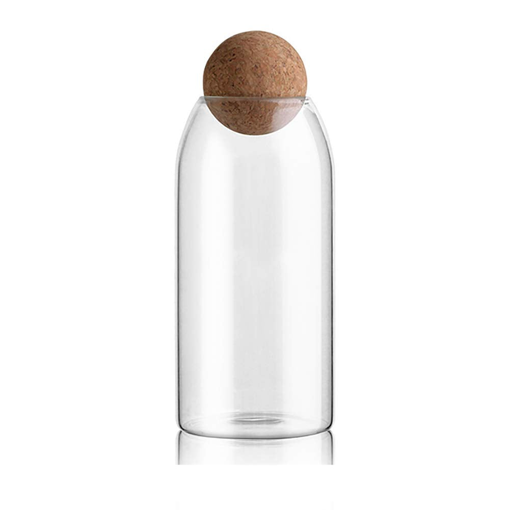 MOLFUJ ball cork glass storage jar for airtight pantry freshness.