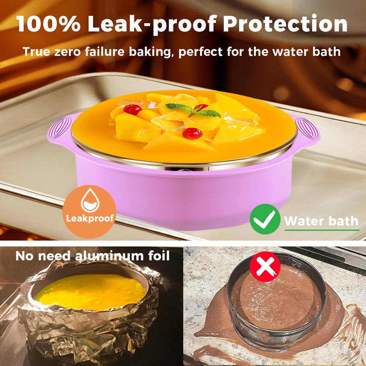 Molgree springform pan with removable bottom enables easy release and clean slices.