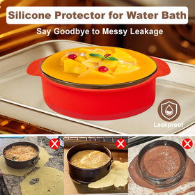 Molgree silicone protector on the pan provides leakproof protection during baking