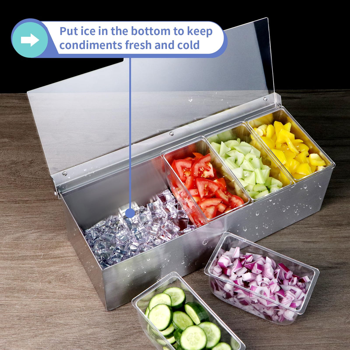 Moligou chilled tray with ample ice space for longer cooling.
