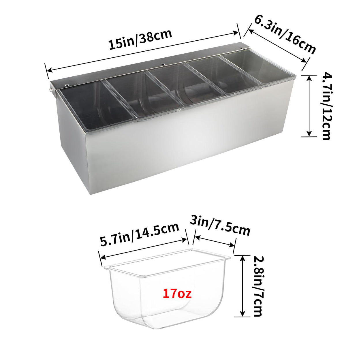 Moligou clear acrylic compartments let you see portions at a glance.
