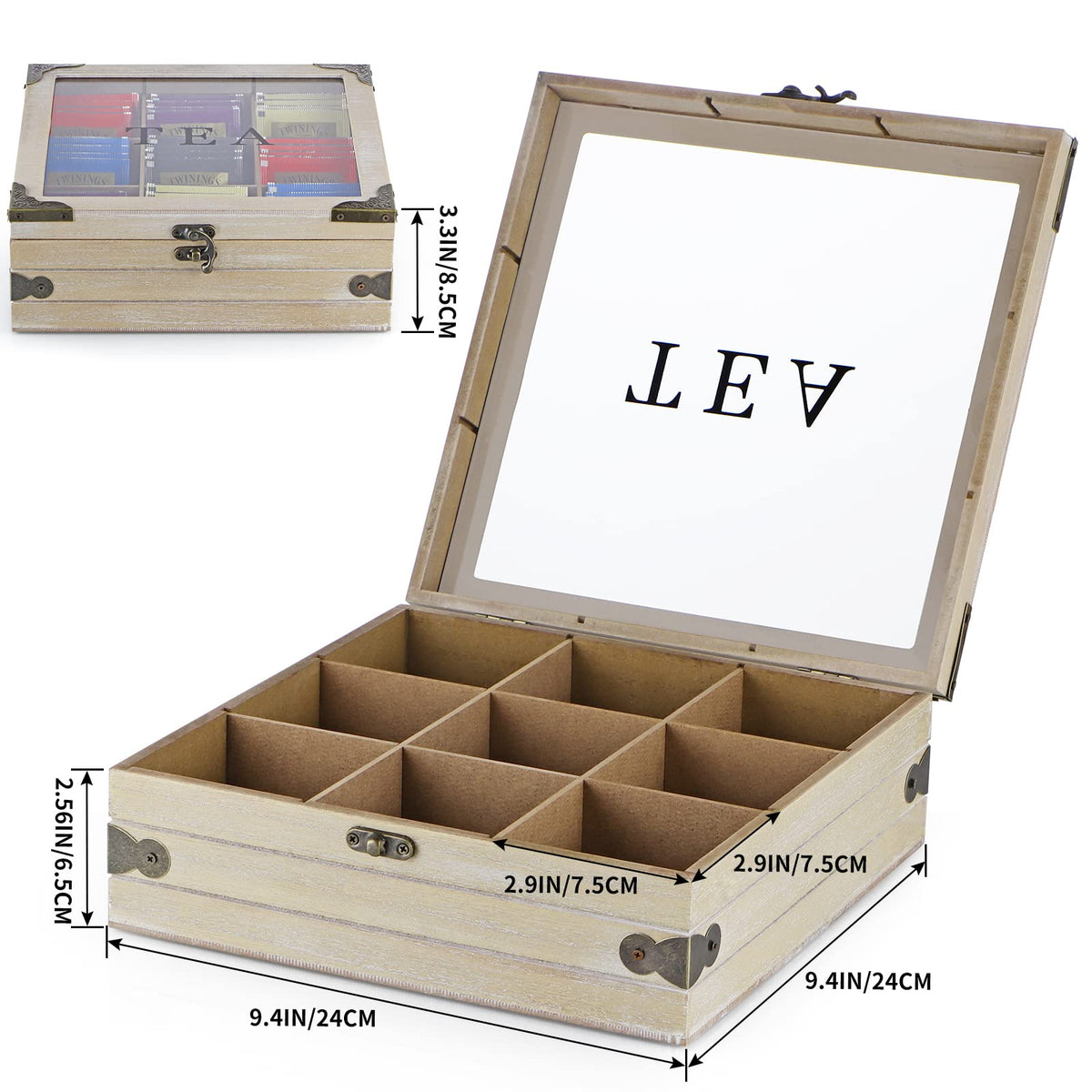 MOLIGOU tea box with removable dividers allowing customizable storage