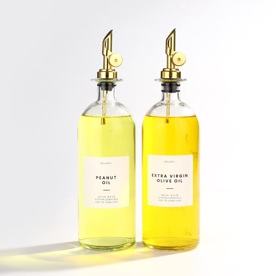 Molimoli oil-vinegar dispenser set with two 500ml glass bottles for organized cooking