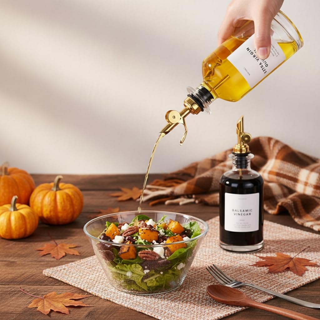 Molimoli olive oil dispenser bottle with pourer, side view showcases sleek glass.