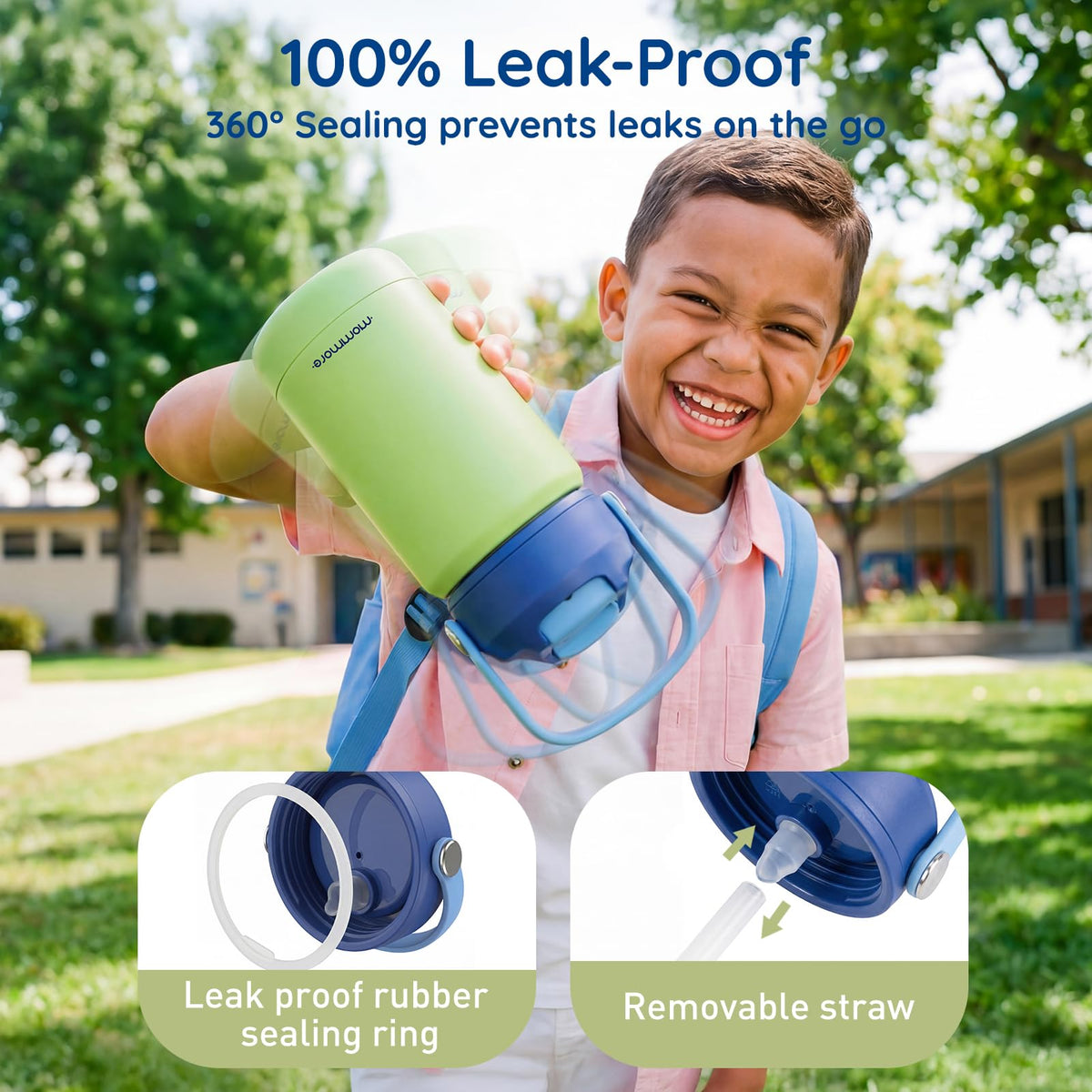 Mommore dishwasher-safe lid simplifies cleaning after activities.