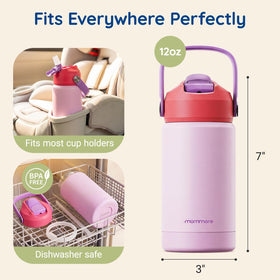 Mommore kids bottle closeup drink spout for independent sipping.