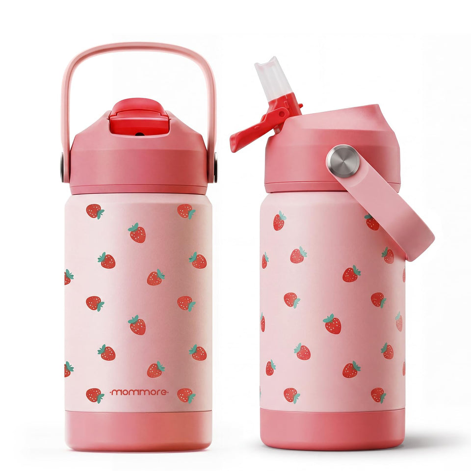 Mommore kids water bottle 12oz with straw keeps kids hydrated during activities.