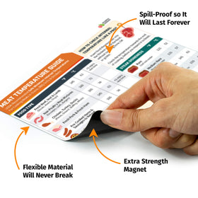 Momo & Nashi seafood chart magnet guiding safe internal temps at a glance