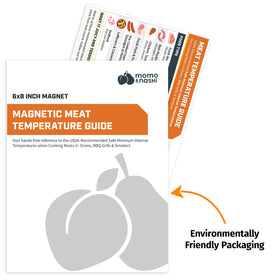 Momo & Nashi magnet highlighting resting times on grill or oven setup