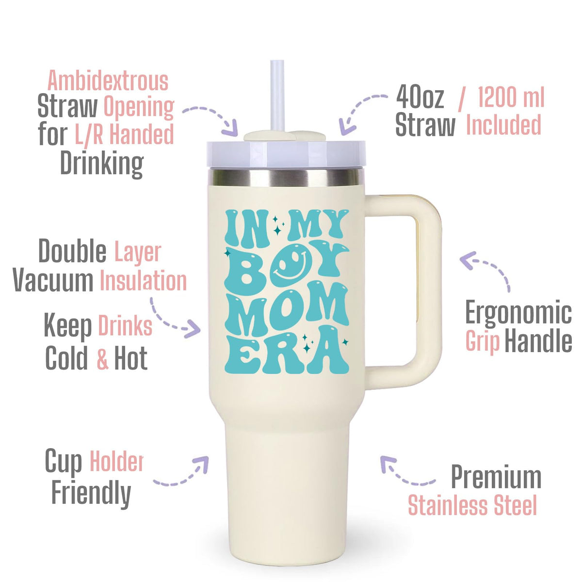momocici 40oz insulated tumbler keeps drinks cold or hot longer.