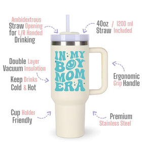 momocici 40oz insulated tumbler keeps drinks cold or hot longer.