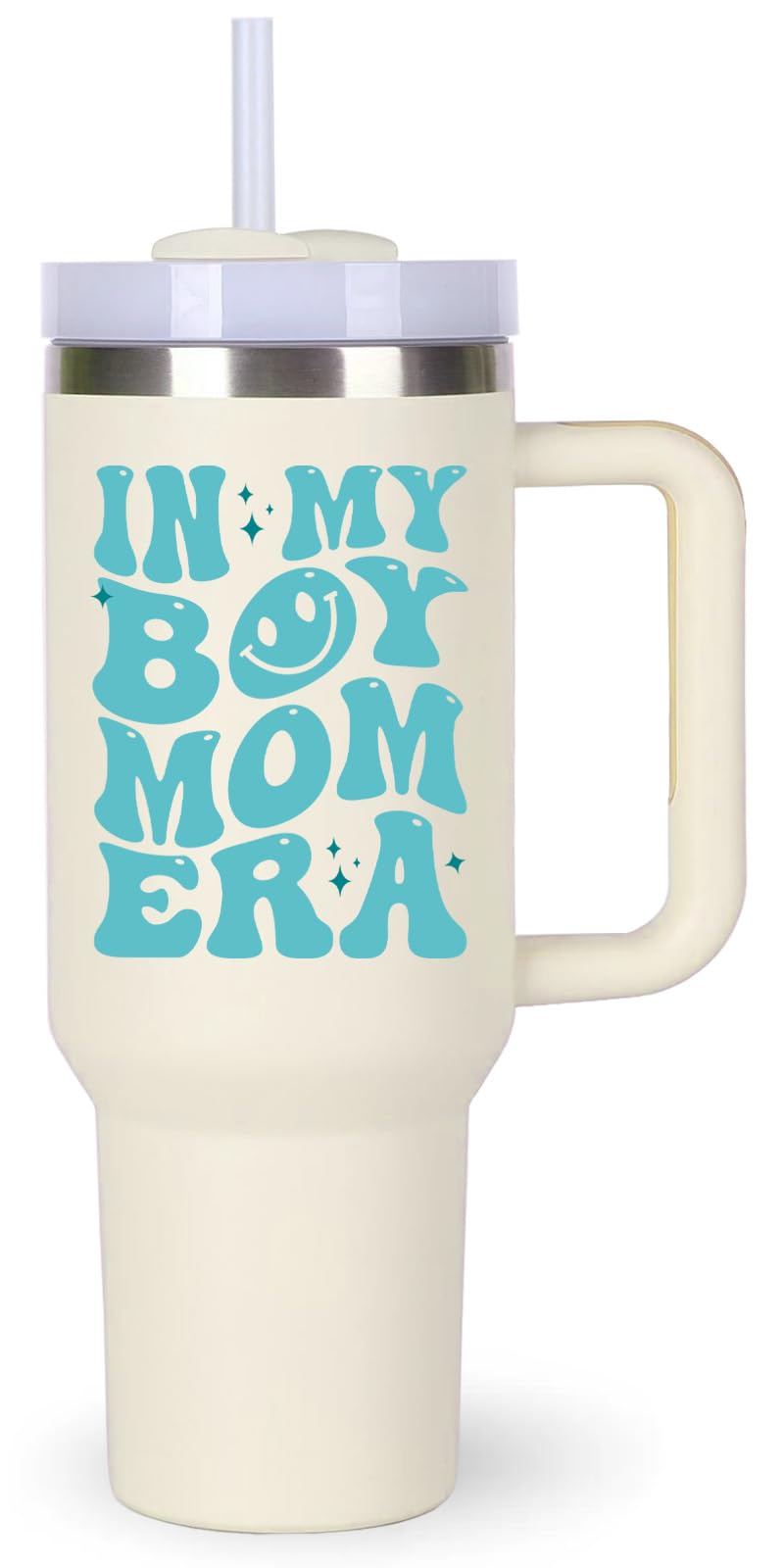 momocici boy mom era tumbler with handle offers a sturdy on-the-go grip.