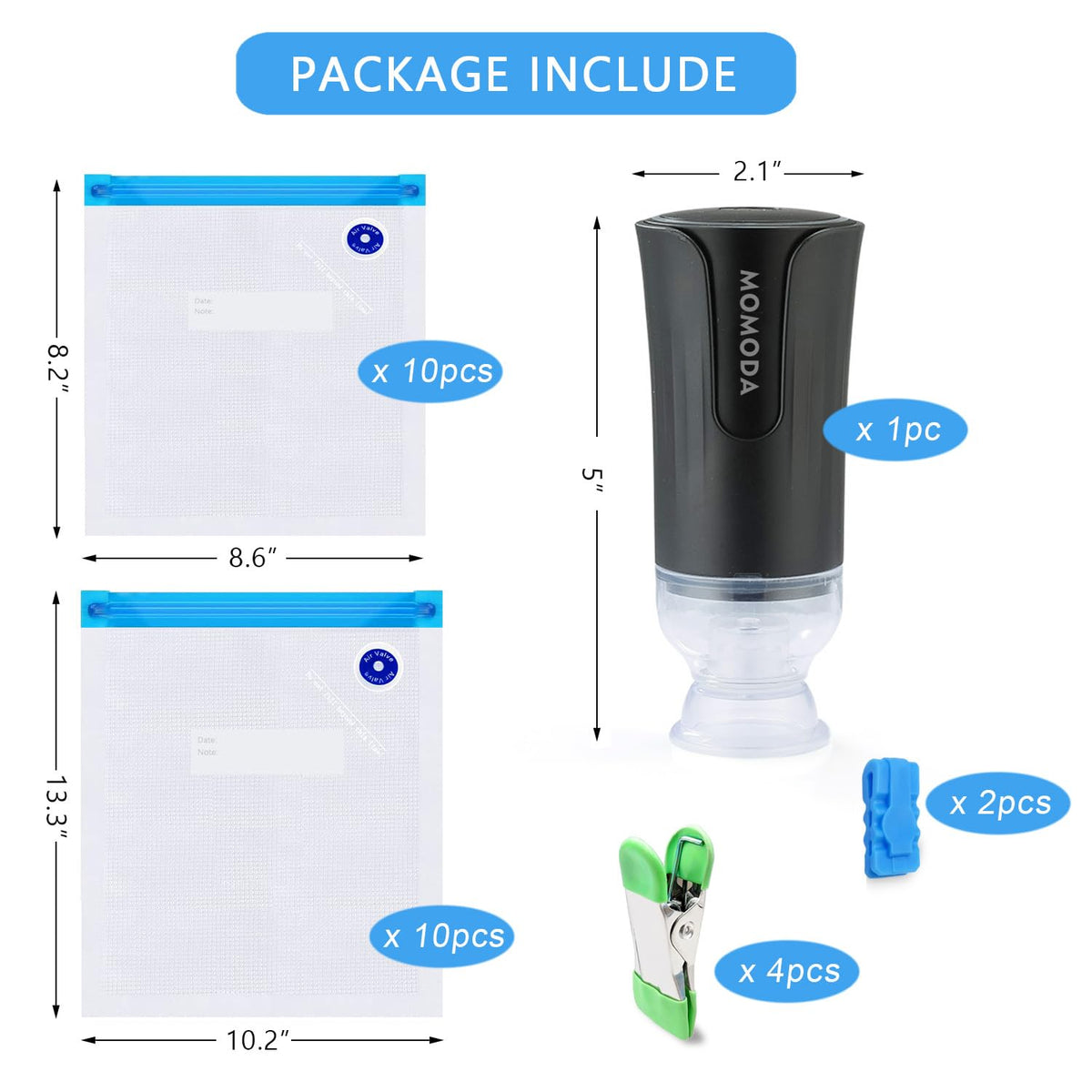 MOMODA 8.6x8.2 inch bags sealing food for freshness and meal prep