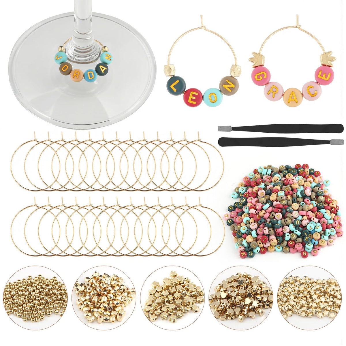 MOMOTONX DIY wine glass charms kit for easy party labeling and decor