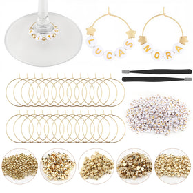 MOMOTONX wine charms kit arranged for an organized party setup and easy assembly