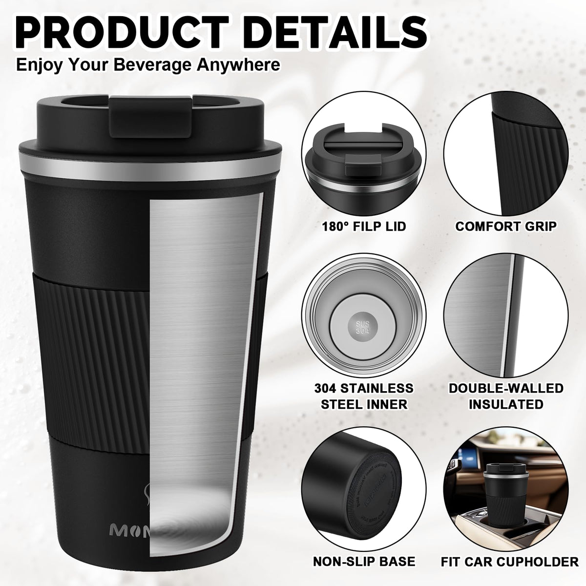 MOMSIV mug bottom features non-slip cushion for stable placement.