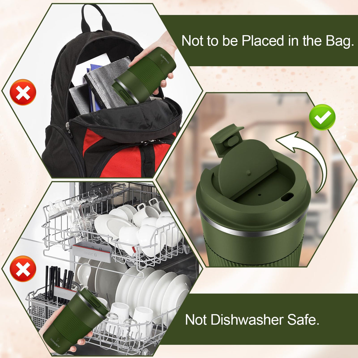 MOMSIV ArmyGreen mug with non-slip bottom protects surfaces.