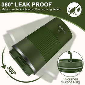 MOMSIV ArmyGreen mug with silicone grip for comfortable handling.