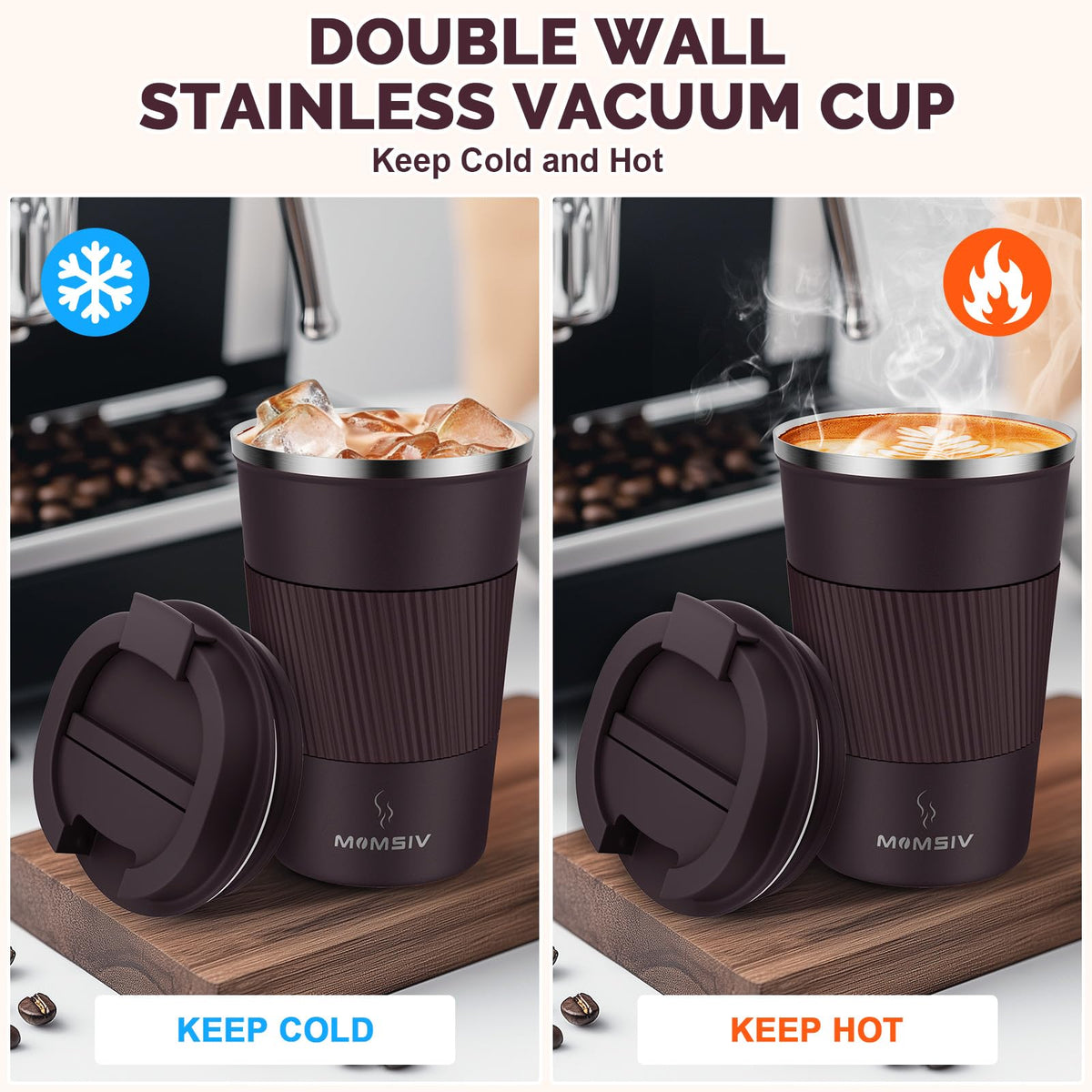 Vacuum-insulated stainless steel interior preserving temperature and flavor.