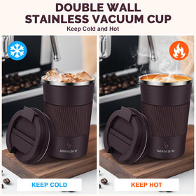 Vacuum-insulated stainless steel interior preserving temperature and flavor.
