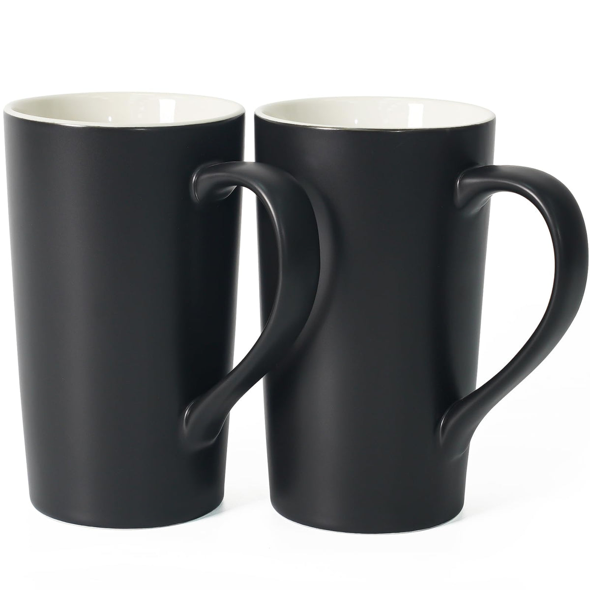 Momugs 20oz black mug front view for large morning coffees.