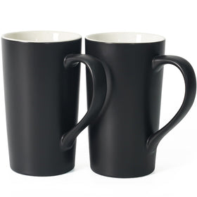 Momugs 20oz black mug front view for large morning coffees.