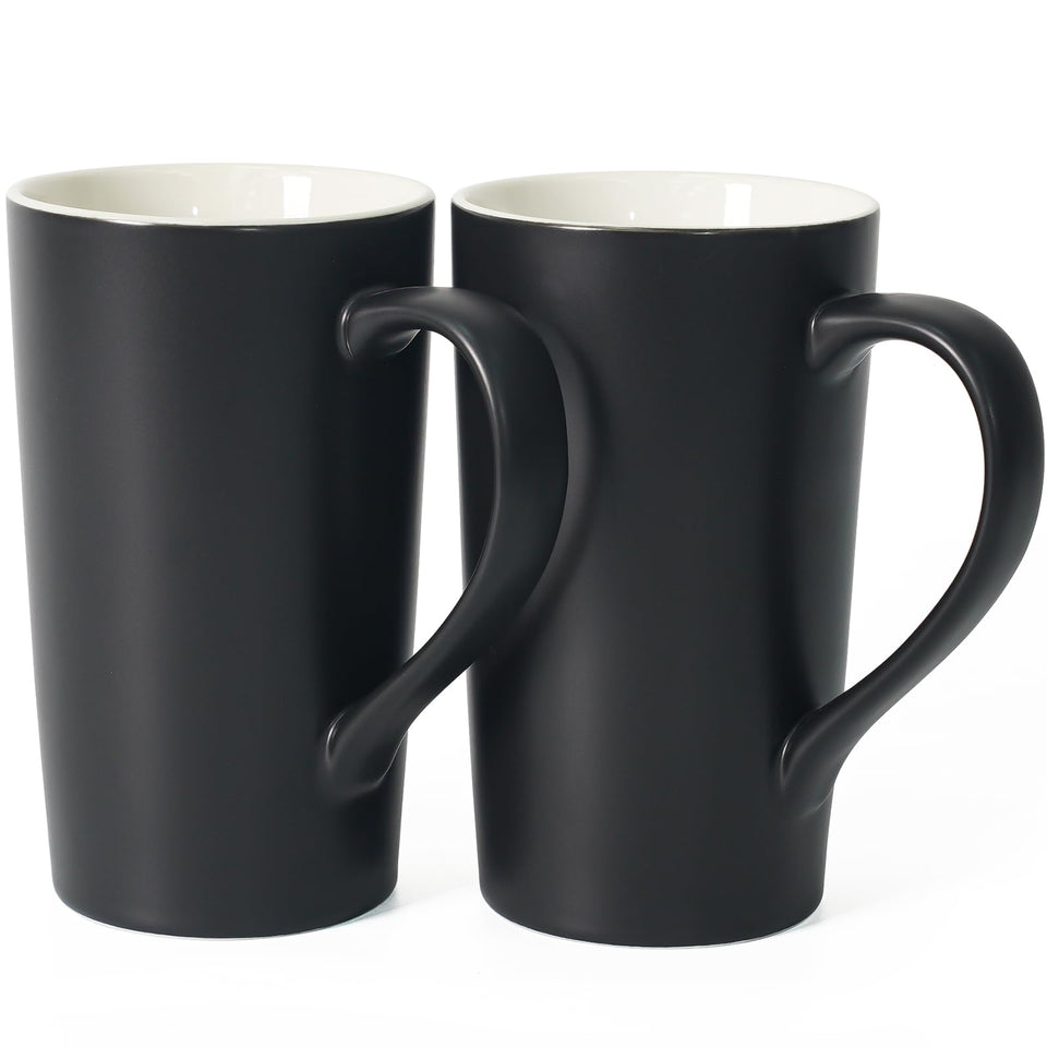 Momugs 20oz black mug front view for large morning coffees.
