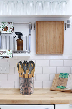 Monarch Abode handy utensil holder is easy to clean with a damp cloth.